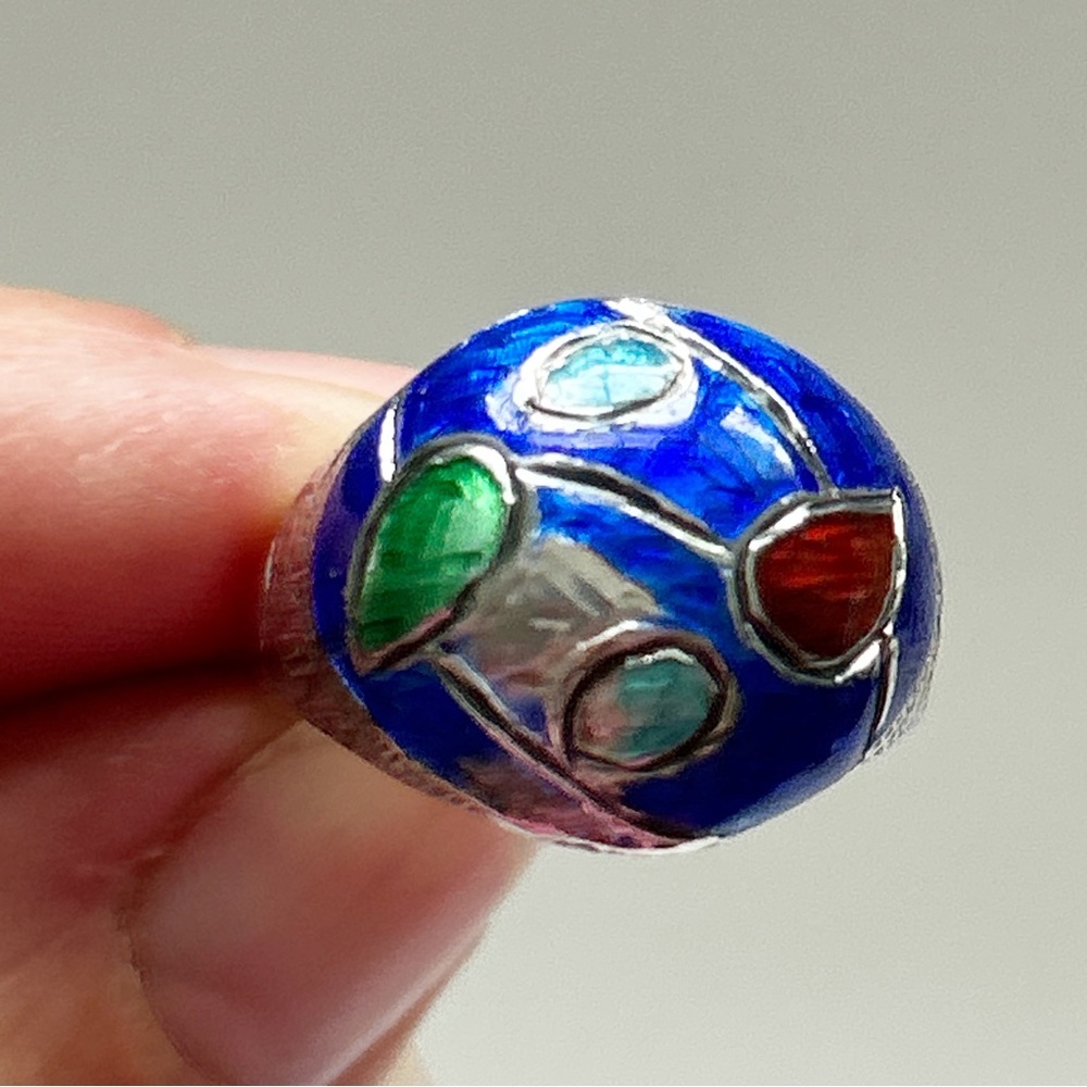 Vintage Siam Colorful Enamel Sterling Silver Ring - Picture 3 of 11